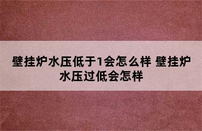 壁挂炉水压低于1会怎么样 壁挂炉水压过低会怎样